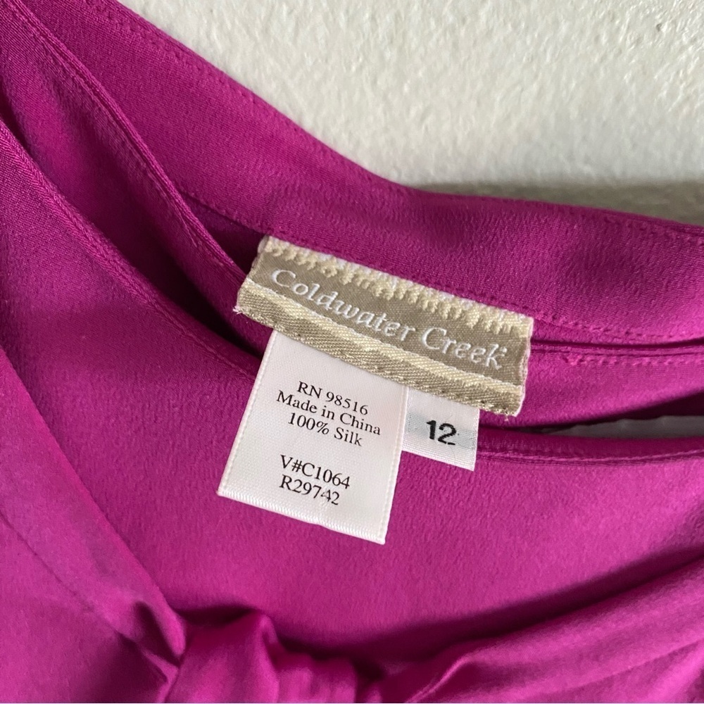 Coldwater Creek Fuchsia Pink Silk Chiffon Sheath Dress and Shrug Set Size 12 - Picture 5 of 5
